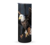 KHAUERBC Tasse à café de voyage 3D avec poignée en forme d'aigle à tête chauve, 600 ml, gobelet à café de voyage en acier inoxydable isotherme à double couche, adapté pour porte-gobelet de véhicule