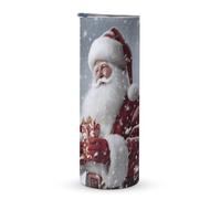 KHAUERBC Tasse à café de voyage à double couche isotherme en acier inoxydable avec poignée Père Noël, 600 ml, convient pour les porte-gobelets de véhicule