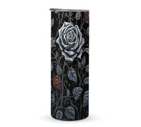 KHAUERBC Tasse à café de voyage avec poignée gothique rose de 600 ml, gobelet à café de voyage isotherme sous vide, gobelet à double couche en acier inoxydable, adapté pour porte-gobelet de véhicule