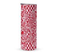 KHAUERBC Tasse à café de voyage isotherme à double couche en acier inoxydable avec poignée blanche et rouge, 600 ml, convient pour les porte-gobelets de véhicule