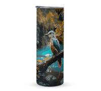 KHAUERBC Tasse à café de voyage relaxante avec poignées sonores de pluie et d'oiseaux, 600 ml, gobelet à café de voyage en acier inoxydable isotherme à double couche, convient pour porte-gobelets de