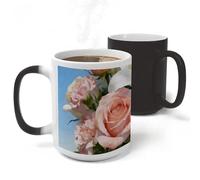 KHAUERBC Tasse à café en céramique avec breloque en forme de fleur vive de 500 ml, tasse à café de voyage de grande capacité, tasses à thé avec poignée pour bureau/maison, unisexe, passe au