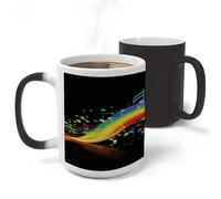 KHAUERBC Tasse à thé en céramique avec mélodie de note de musique arc-en-ciel (325 ml). Tasse en céramique décolorée avec poignée. Tasse à café pour anniversaire, remise de diplôme, anniversaire de