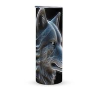 KHAUERBC Tasse de voyage 3D avec poignée de loup, 600 ml, gobelet à café de voyage en acier inoxydable isotherme à double couche, adapté pour porte-gobelet de véhicule