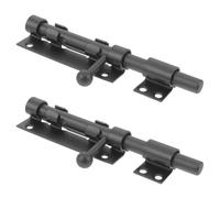 KHBUAB 2 Pièces Verrou Coulissant en Acier Inoxydable 304 Noir avec Trou pour Cadenas, Mécanisme à Pêne Coulissant Robuste pour Portes de Grange et Clôtures en Bois, Sécurité Renforcée