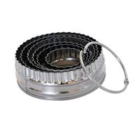 KHBUAB 6pièces Acier Inoxydable à Biscuits Double Côté avec Bords Cannelés et Lisses Cercles à Cookies pour Biscuits Fondants Pâtisserie Baking et Professionnels