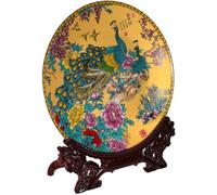 KHBUAB Assiette Décorative en Céramique avec Support, Décor D'assiette, Artisanat de Salon, Entrée et Meuble à Vin, Style Chinois Ancien, Décoration Intérieure