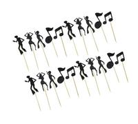 KHBUAB Décorations en pour Thème Musique 30pcs Vintage Gâteaux Papier Noir, Pics à Créatifs 5 Motifs, 6 Pièces Chacun pour Fête et Anniversaire