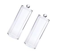 KHBUAB Lot de 2 Boîtes de Rangement Rondes Transparentes en Plastique pour Cotons à Démaquiller 7x7x19 Cm, Organisateur Cosmétique Compact et Étanche, pour Salle de Bain et Maquillage