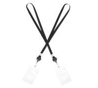 KHBUAB Lot de 2 Porte-badges Cordon et Attache Rétractable, Étui à Badges Transparent Solide pour Cartes D'identité et Badges Professionnels