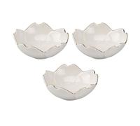 KHBUAB Lot de 3 Assiettes à Sauce en Céramique Blanche Forme Fleur de Cerisier, Porte-condiments pour Moutarde et Vinaigre, Accessoire de Table Élégant et Fonctionnel
