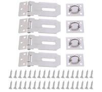 KHBUAB Lot de 4 Fermoirs de Sécurité en Acier Inoxydable Argenté, Finition Brossée et Polie, Verrou de Porte Moderne et Simple pour Sécuriser Entrée Maison