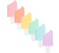 KHBUAB Lot de 6 Stylos Fluorescents Marque-pages en Plastique Forme Glace, Stylo Compact et Léger pour École et Bureau