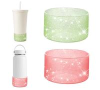 KHDULQ Manchon en Silicone pour Bouteille d'Eau 2 Pèces Manchon de Protection en Silicone pour Gourde Isotherme Convient aux Tasses Isothermes de 7 à 7,5 cm et aux Tasses Stanley(Rose et vert)