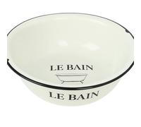 khevga Bassine ronde en émail - 34 x 10 cm - Bol en émail solide pour cuisine, jardin et camping - Blanc classique avec bord - Polyvalent