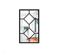 KHIronHive Autocollant mural 3D imitation fenêtre acrylique miroir avec cadre en bois, décoration de fenêtre synthétique pour salon, chambre à coucher, installation d'art, 44 x 26 cm (noir)