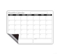 KHIronHive Calendrier mensuel magnétique effaçable au format A3, autocollant réutilisable pour tableau blanc pour réfrigérateur, autocollant en vinyle PET effaçable à sec et humide pour la