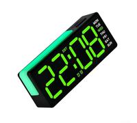 KHIronHive Horloge de bureau LED à grand chiffres, double alarme, luminosité réglable, lumière ambiante douce, affichage de la date et du jour, fonction snooze, numérique ABS moderne pour chambre à