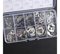 KHIronHive Kit de bagues de retenue E-Clips en acier inoxydable, assortiment de 120 pièces M1,5 à M10 mm, circlips externes pour rainures d'arbre, fixations résistantes à l'huile pour machines