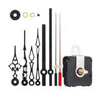 KHIronHive Kit de réparation d'horloge murale à quartz avec manche long - Mécanisme en métal et plastique avec aiguilles pour panneau de 3 à 6 mm - Noir ou rouge - Pour bricolage et décoration