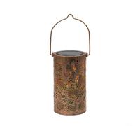 KHIronHive Lanterne solaire en bronze avec motif papillon et fleur - Résistante aux intempéries - Lampe d'extérieur LED en fer - Double charge - Capteur intelligent - Longue durée - Lampe suspendue