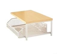KHIronHive Petite étagère de rangement de cuisine, chariot de micro-ondes avec panier extractible, construction en bois métallique, mobile avec roulettes pour 41,9 x 30 x 40 cm (L x l x H) (blanc)