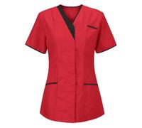 KHIRVWL Blouse Médicale Femme Manches Courtes Col V - Tunique de Travail Infirmière Grande Taille, Vêtements de Travail et Uniformes Tenue Medicale Femme pour Clinique,Pharmacie,Hôpital et Cabinet