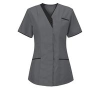 KHIRVWL Blouse Médicale Femme Manches Courtes Col V - Tunique de Travail Infirmière Grande Taille, Vêtements de Travail et Uniformes Tenue Medicale Femme pour Clinique,Pharmacie,Hôpital et Cabinet