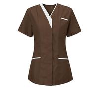 KHIRVWL Blouse Médicale Femme Manches Courtes Col V - Tunique de Travail Infirmière Grande Taille, Vêtements de Travail et Uniformes Tenue Medicale Femme pour Clinique,Pharmacie,Hôpital et Cabinet