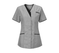 KHIRVWL Blouse Médicale Femme Manches Courtes Col V - Tunique de Travail Infirmière Grande Taille, Vêtements de Travail et Uniformes Tenue Medicale Femme pour Clinique,Pharmacie,Hôpital et Cabinet