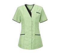 KHIRVWL Blouse Médicale Femme Manches Courtes Col V - Tunique de Travail Infirmière Grande Taille, Vêtements de Travail et Uniformes Tenue Medicale Femme pour Clinique,Pharmacie,Hôpital et Cabinet