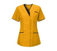 KHIRVWL Blouse Médicale Femme Manches Courtes Col V - Tunique de Travail Infirmière Grande Taille, Vêtements de Travail et Uniformes Tenue Medicale Femme pour Clinique,Pharmacie,Hôpital et Cabinet