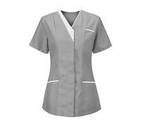 KHIRVWL Blouse Médicale Femme Manches Courtes Col V - Tunique de Travail Infirmière Grande Taille, Vêtements de Travail et Uniformes Tenue Medicale Femme pour Clinique,Pharmacie,Hôpital et Cabinet