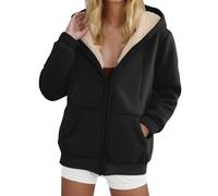 KHIRVWL Sweat Femme Polaire Sweat à Capuche Veste avec Zippée Couleur Unie Hiver Chaud épais Cachemire Manches Longues vêtements de Sport d'hiver Veste à Capuche