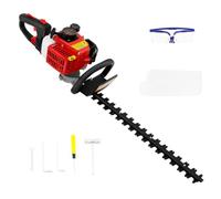KHOFISS Taille-haie à essence 22,5 CC avec lame double face en acier au | 2 temps 0,65 kW Lame allongée 60 cm max. Vitesse de rotation : 9 000 tr/min - Lame rotative à 180° - Faible consommation