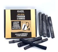 KHOOL - Charbon Actif Eau - 8 Bâtons Grand Format 1L de Charbon de Bambou Naturel - Idéal Carafe Large et Pichet - Filtration Naturelle Quotidienne Sans Cartouche - Origine France
