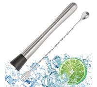 KHstylehoo Lot De 2 Pilons À Cocktail En Acier Inoxydable Avec Cuillère À Cocktail, Pilon À Mojito, Accessoires De Bar Pour Cuisine, Restaurant