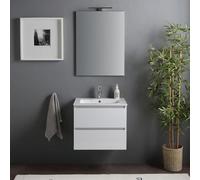 Kiamami Valentina - Armoire de Toilette Murale avec lavabo 60 cm et tiroirs Blanc Poli | Benaco