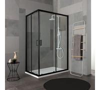 Kiamami Valentina - Cabine de douche 80x120 profil noir mat verre clair | City
