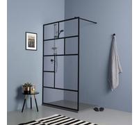 Kiamami Valentina - Cabine de douche à l'italienne avec verre transparent et cadre noir 110cm