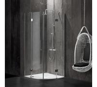 Kiamami Valentina - Cabine de douche semi-circulaire 80x80 en verre sans cadre 6 mm | London