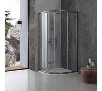 Kiamami Valentina - Cabine de douche semi-circulaire 90 x 90 x 190 cm avec profils Gunmetal, verre trempé transparent 6 mm, portes coulissantes, fermeture magnétique, City