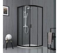 CABINE DE DOUCHE SEMI-CIRCULAIRE NOIRE MATTE CM 90 CRISTAL TRANSPARENT CITY