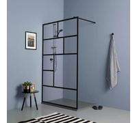 Kiamami Valentina - Cabine de douche à l'italienne avec verre transparent et cadre noir 110cm