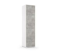 Kiamami Valentina - Colonne de Rangement Polyvalente Blanche avec Porte de 45 cm Effet béton
