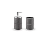SET D'ACCESSOIRES DE SALLE DE BAINS POUR LAVABO : DISTRIBUTEUR DE SAVON ET PORTE-BROSSE À DENTS MARILY