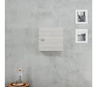 Kiamami Valentina Meuble Cube Mural 45x45x15 cm chêne Gris Clair | Meuble suspendu réversible avec porte, étagère intérieure en verre, bouton ABS chromé, idéal petits espaces