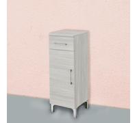 Kiamami Valentina meuble de salle de bain 30 cm au sol 1 porte 1 tiroir | Largeur 31,5 cm, profondeur 33,5 cm, hauteur 88 cm, porte réversible, déjà monté, compatible Rimini