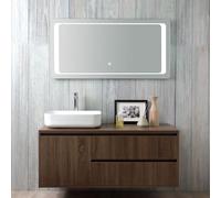 Kiamami Valentina - Meuble de Salle de Bain Suspendu 120cm avec Portes et tiroirs, lavabo d'ameublement, Miroir 60x120 | Sienne