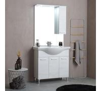 MEUBLE DE SALLE DE BAINS AU SOL 85 CM CHÊNE BLANC EFFET BOIS | RIMINI